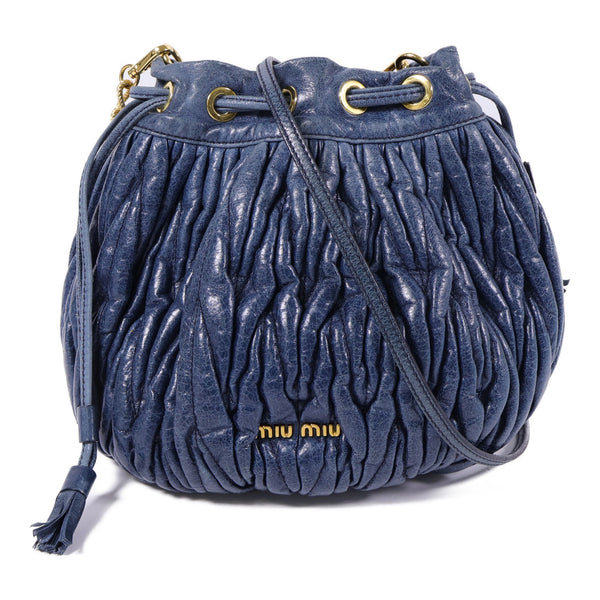 Miu Miu GHW Chain Shoulder Bag - Blue, Calfskin Leather 