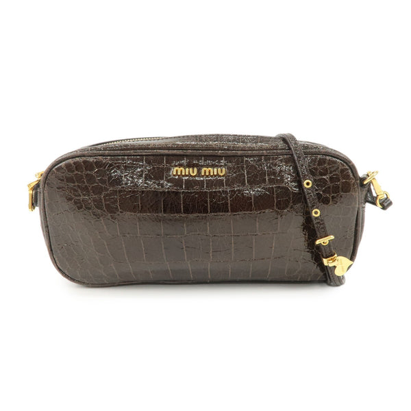 Miu Miu Shoulder Crossbody Bag - Dark Brown, Embossed Leather 