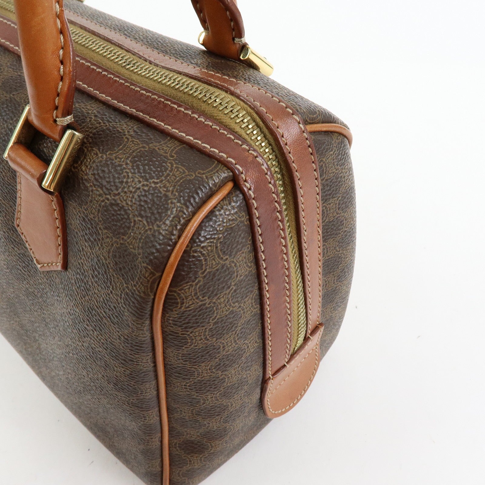Celine Macadam Boston Hand Bag - Brown, PVC Leather 
