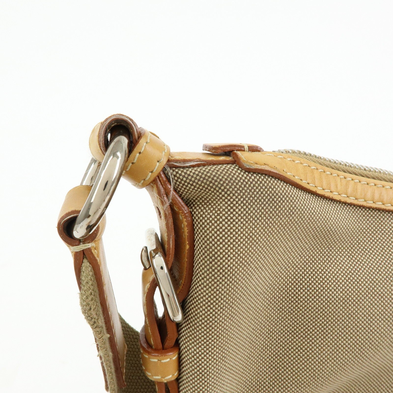 Prada Logo Jacquard Shoulder Bag - Camel, Leather