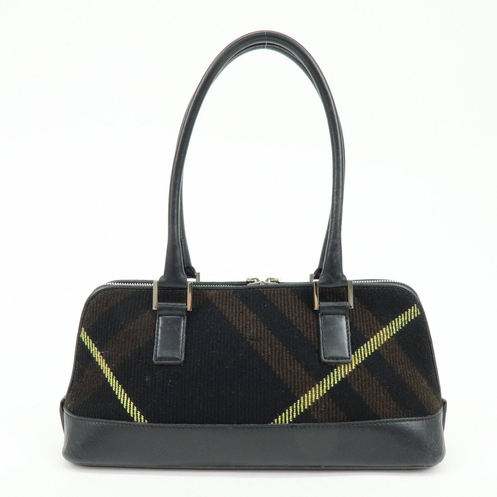 Burberry Shoulder Hand Bag - Black Brown, Canvas Leather