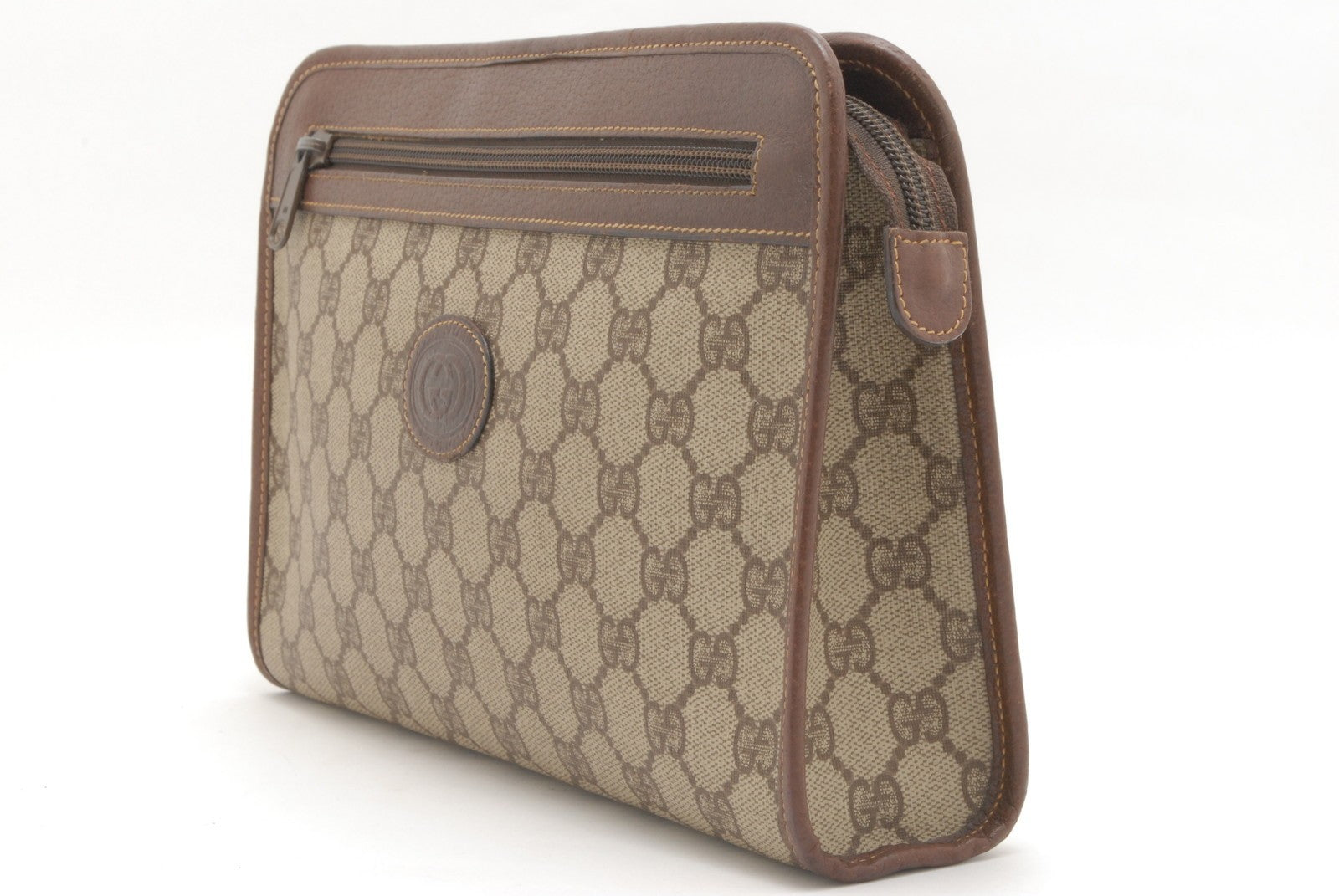 Gucci GG Supreme Clutch Bag - Beige, PVC Leather