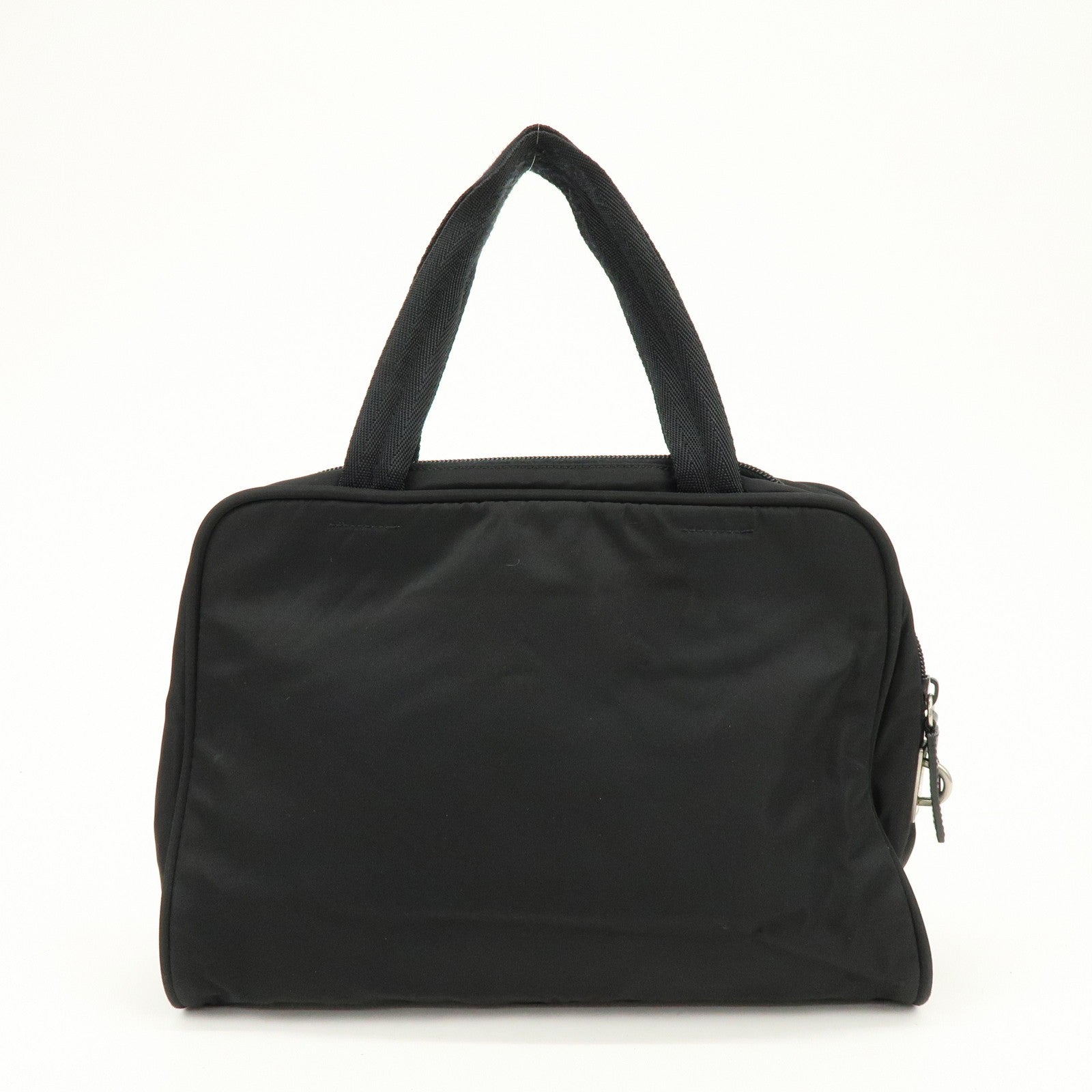 Prada Triangle Logo Hand Bag - Black, Nylon and Leather