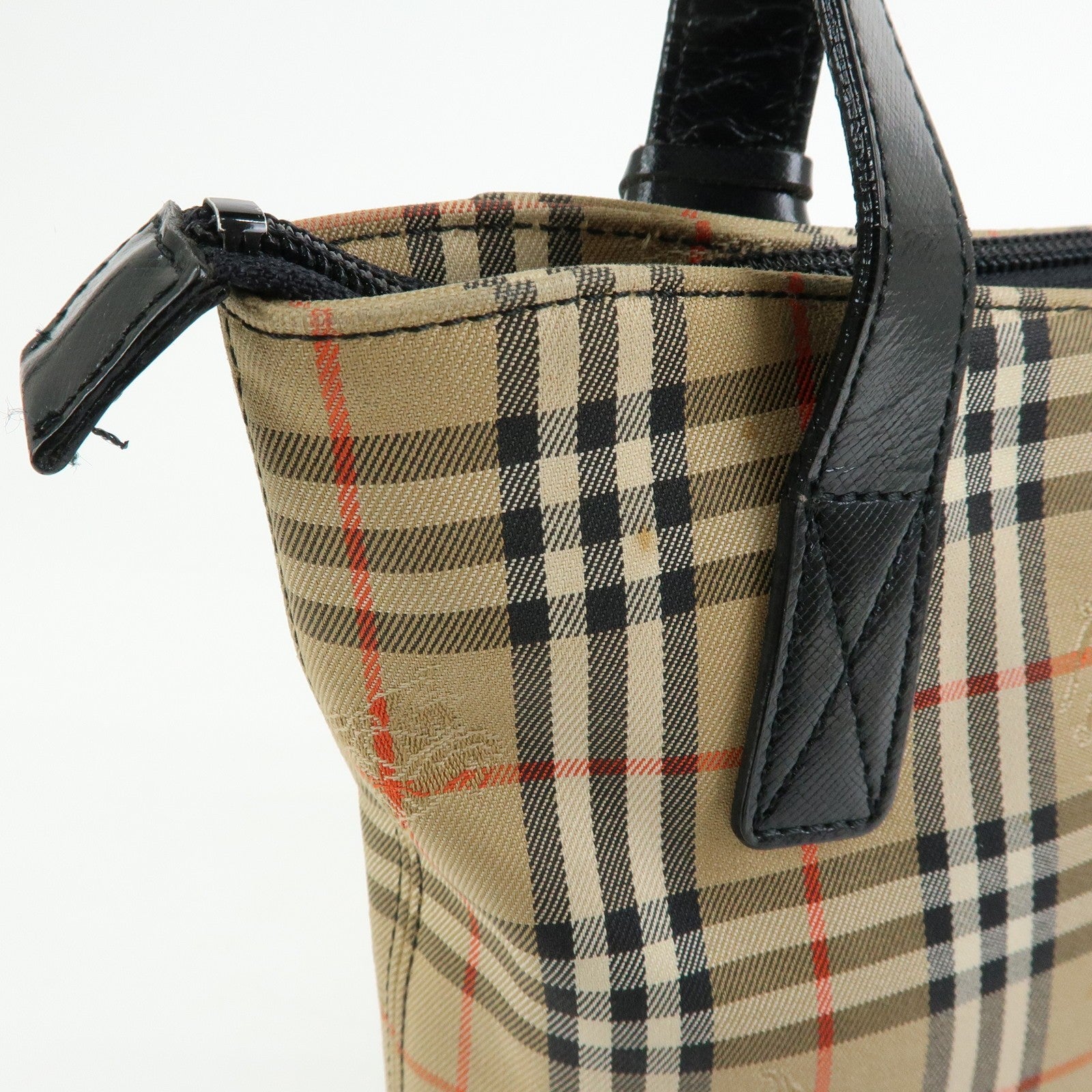 Burberry Nova Plaid Tote Shoulder Bag - Beige, Canvas and Leather