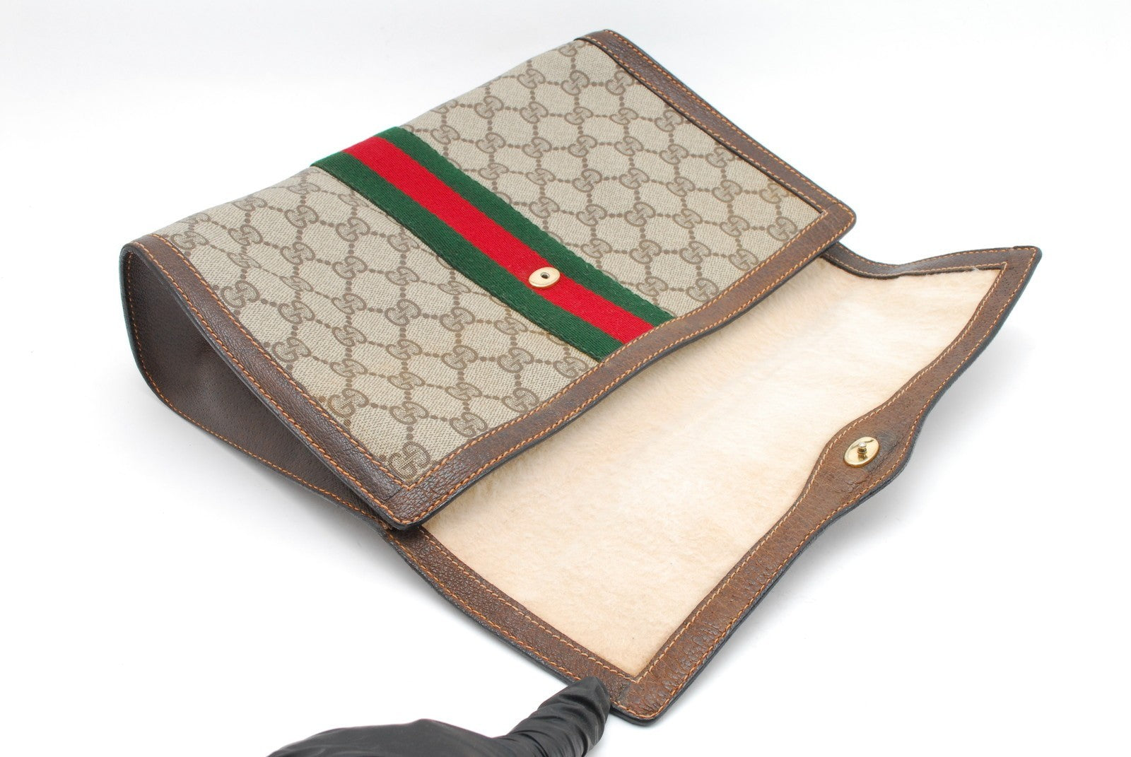 Gucci GG Supreme Web Clutch Bag - Beige, PVC