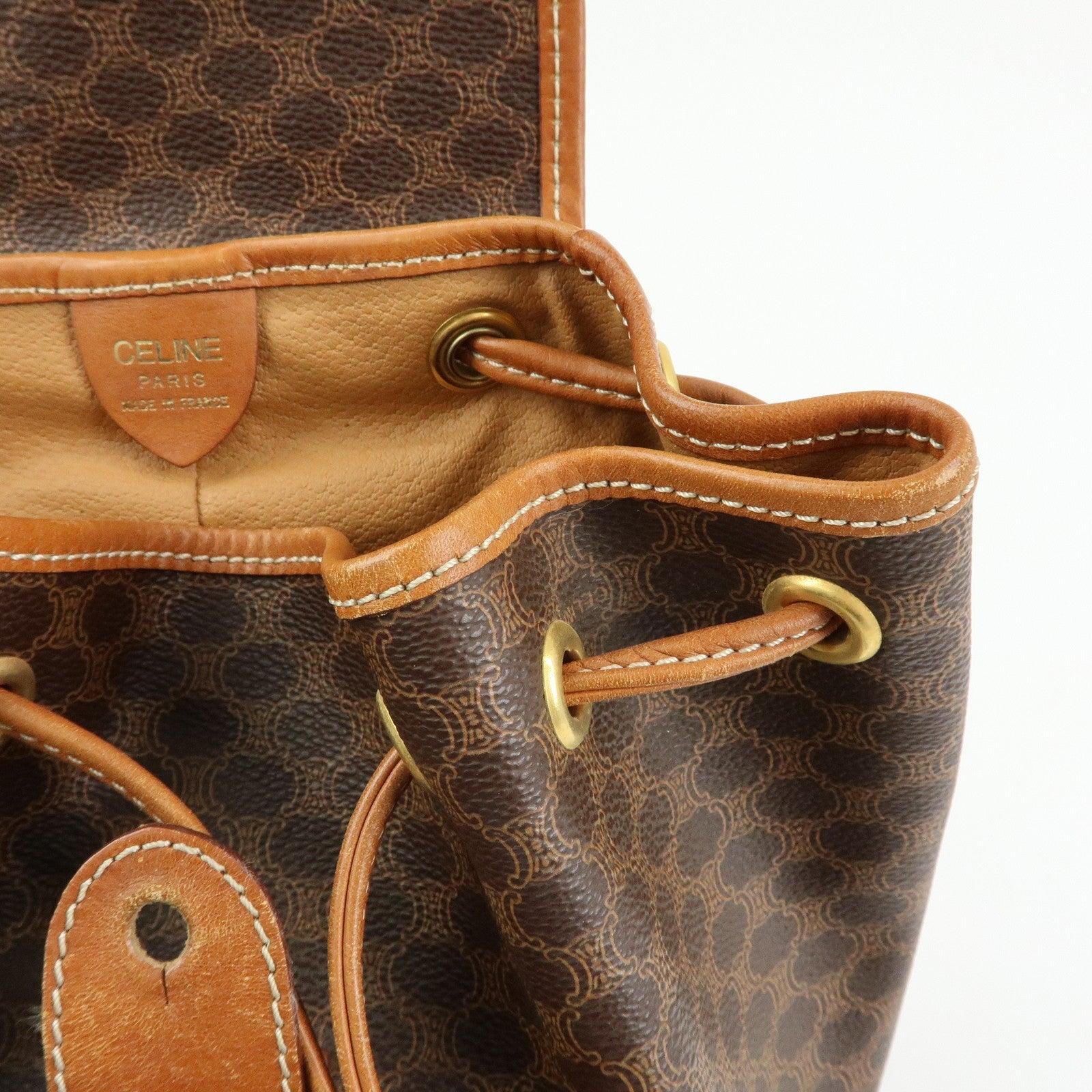 Celine Macadam Backpack - Brown, PVC Coated Canvas and Leather 