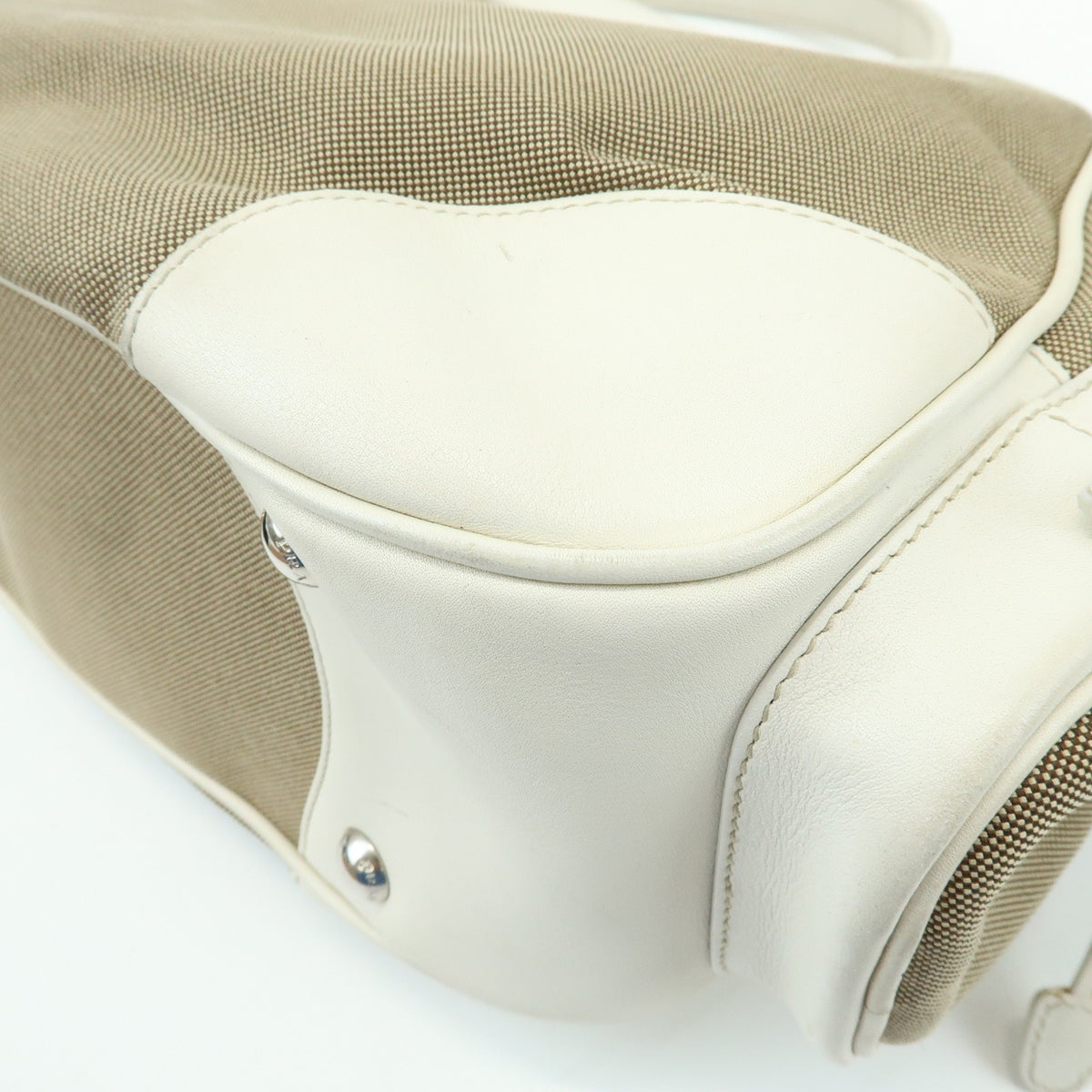 Prada Triangle Shoulder Bag - Beige Ivory, Nylon Jacquard Leather