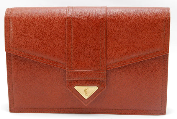 Saint Laurent YSL Clutch Bag - Brown, Leather 