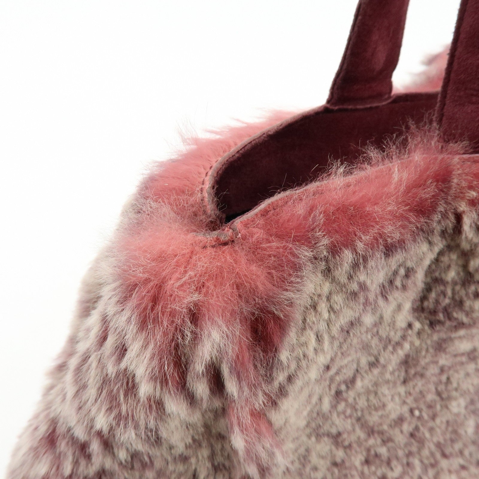 CHANEL COCO Mark Hand Bag - Bordeaux, Beige, Fur, Suede