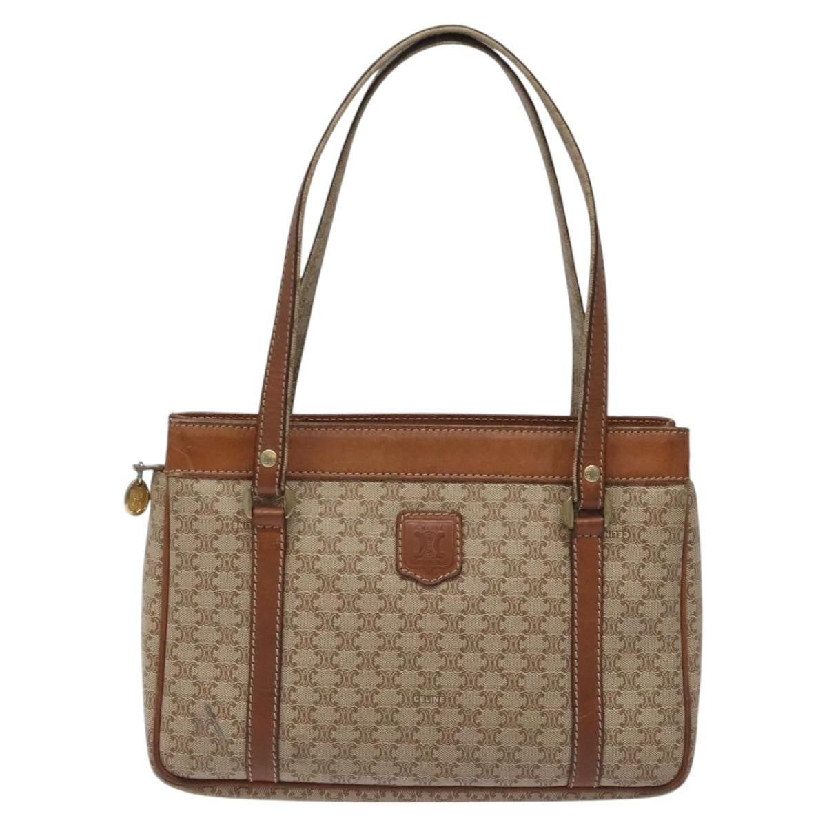 Celine Macadam Hand Bag - Beige/Gold, Canvas