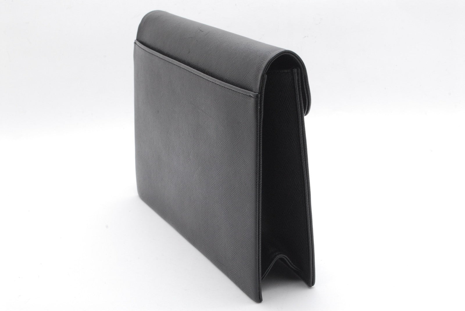 Saint Laurent Yves Clutch Hand Bag - Black, Leather