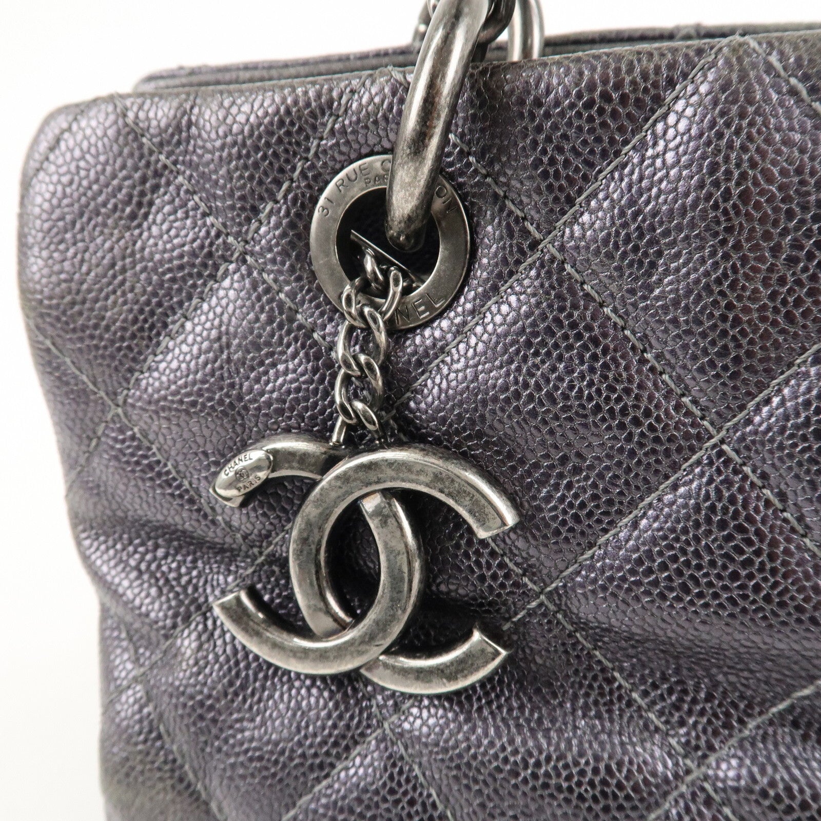 Chanel Matelasse COCO Mark Tote Bag - Gray, Leather