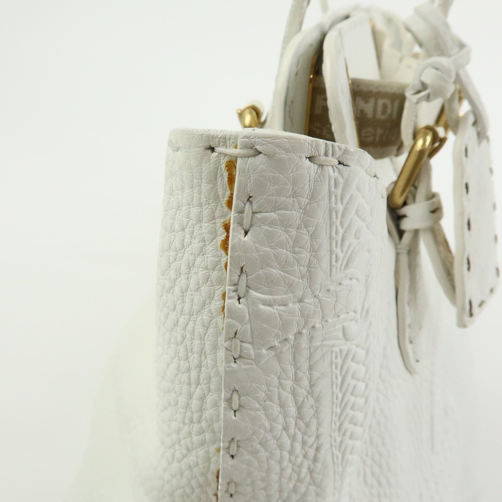 Fendi Hand Tote Bag - White, Leather