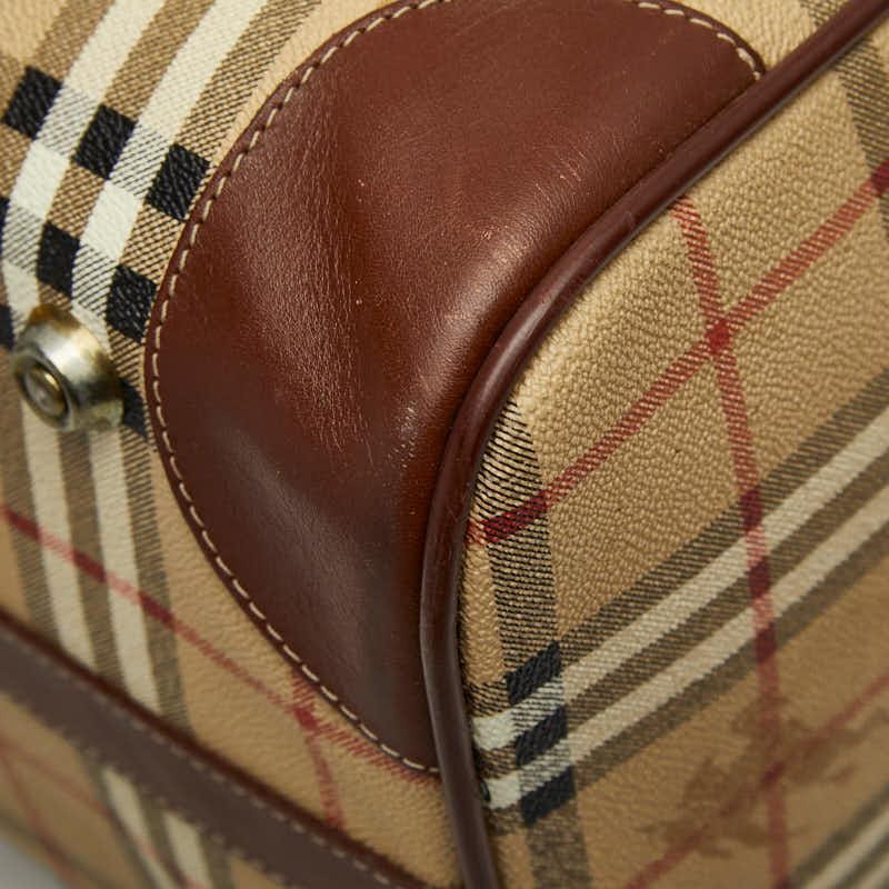 Burberry Nova Check Shadow Horse Boston Bag - Beige, PVC Leather 