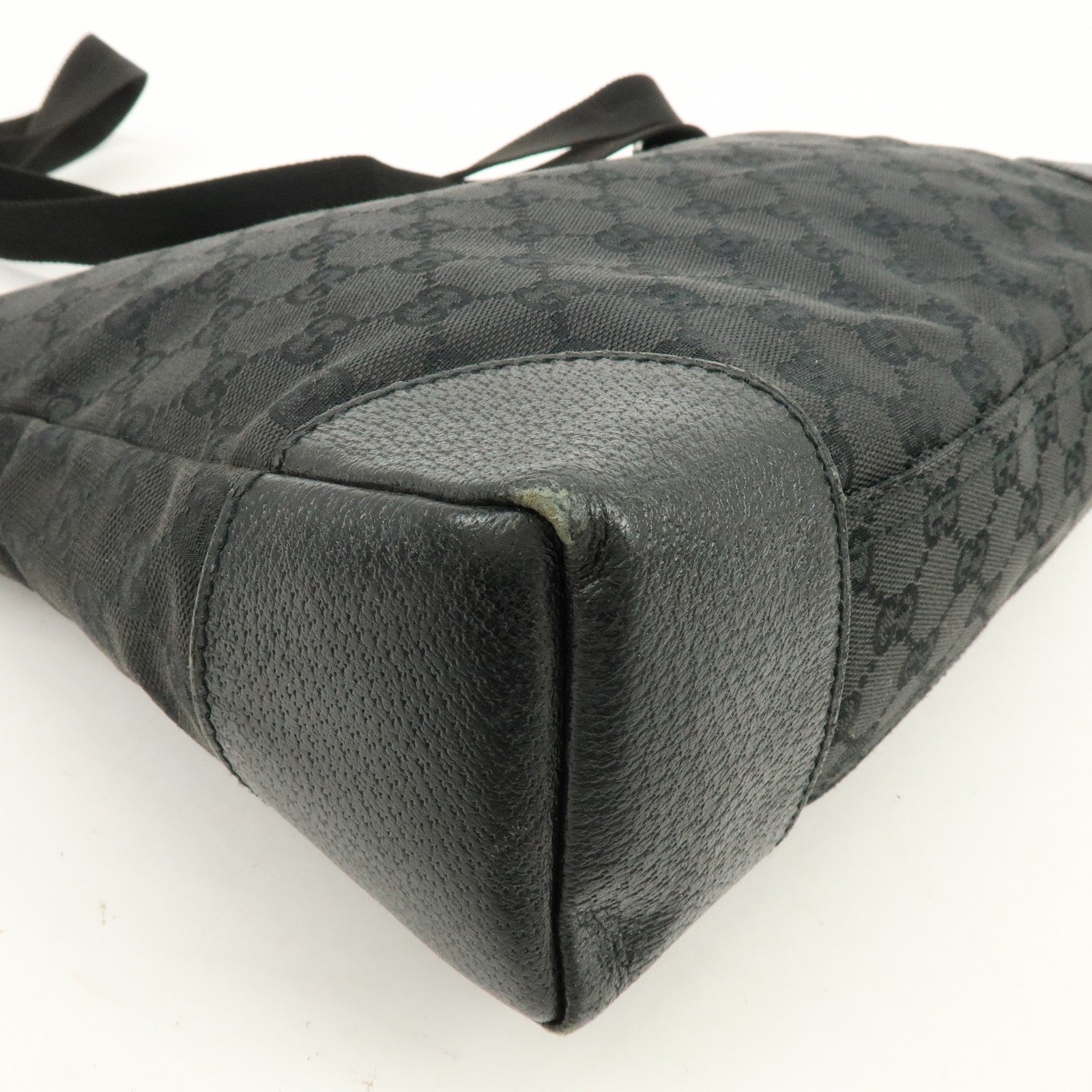 Gucci 110054 Shoulder Bag - Black, GG Canvas, Leather 