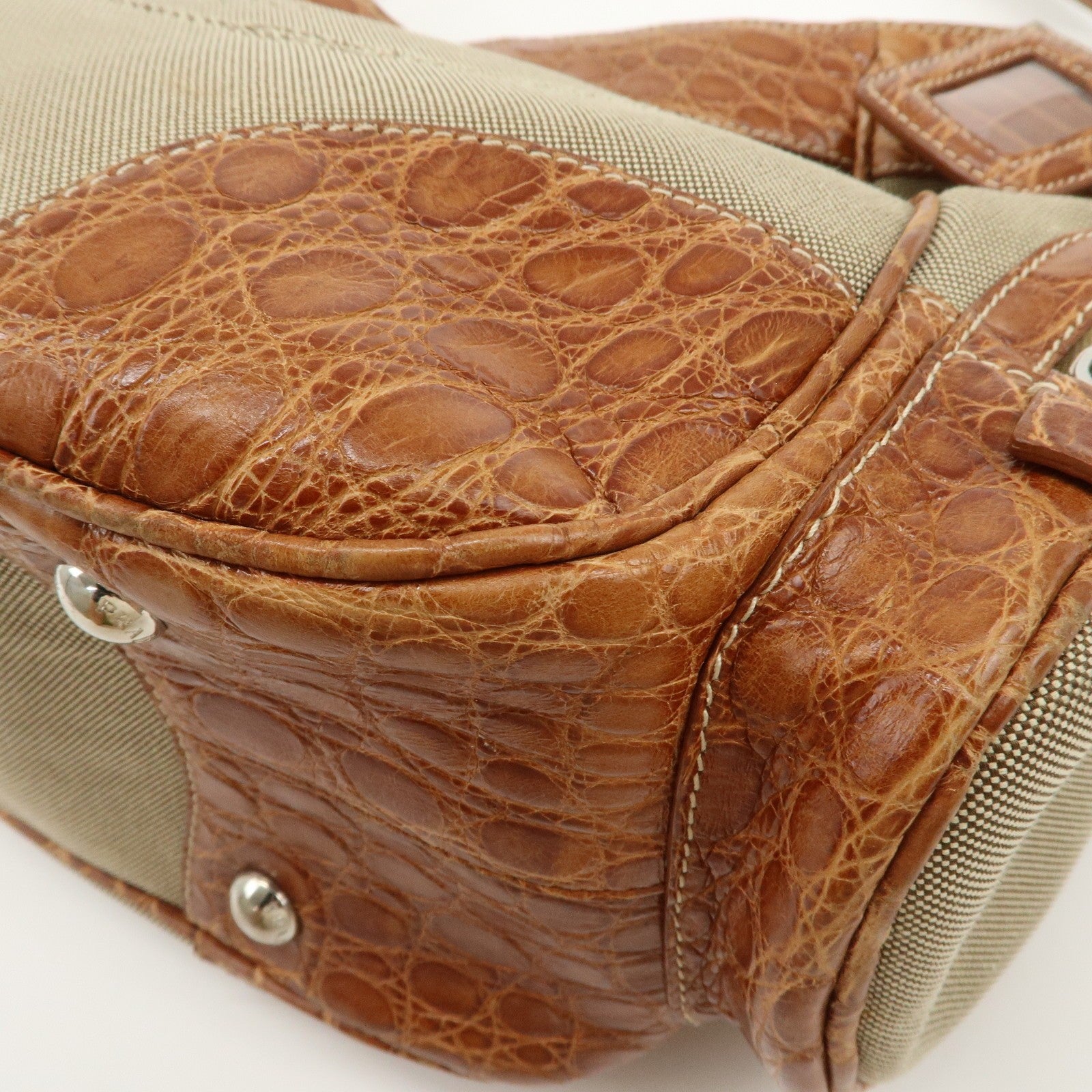 Prada Jacquard Shoulder Bag - Brown, Embossed Leather