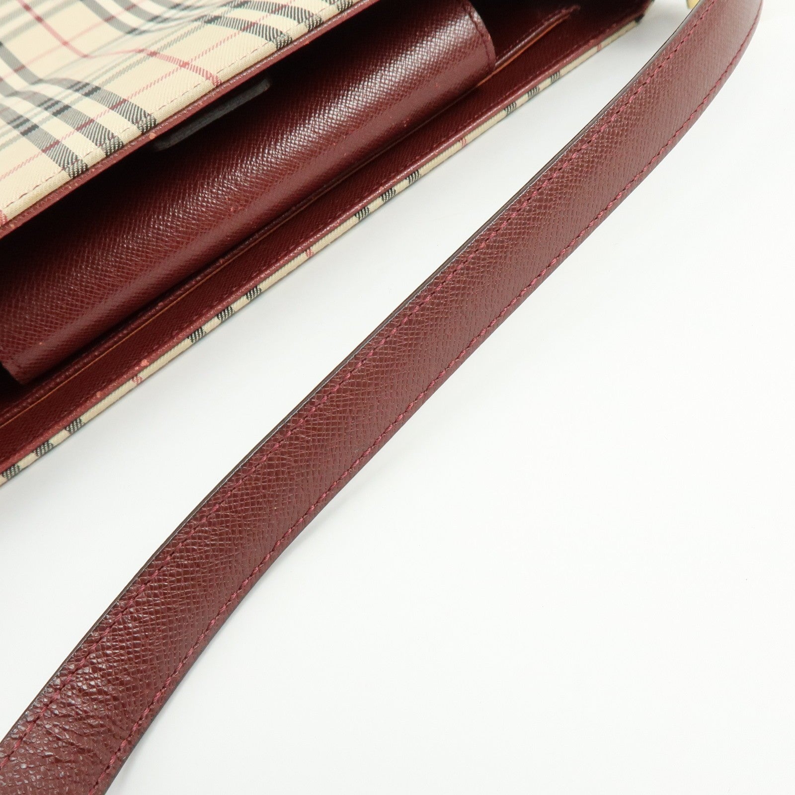 Burberry Shoulder Bag - Beige, Bordeaux, Canvas Leather