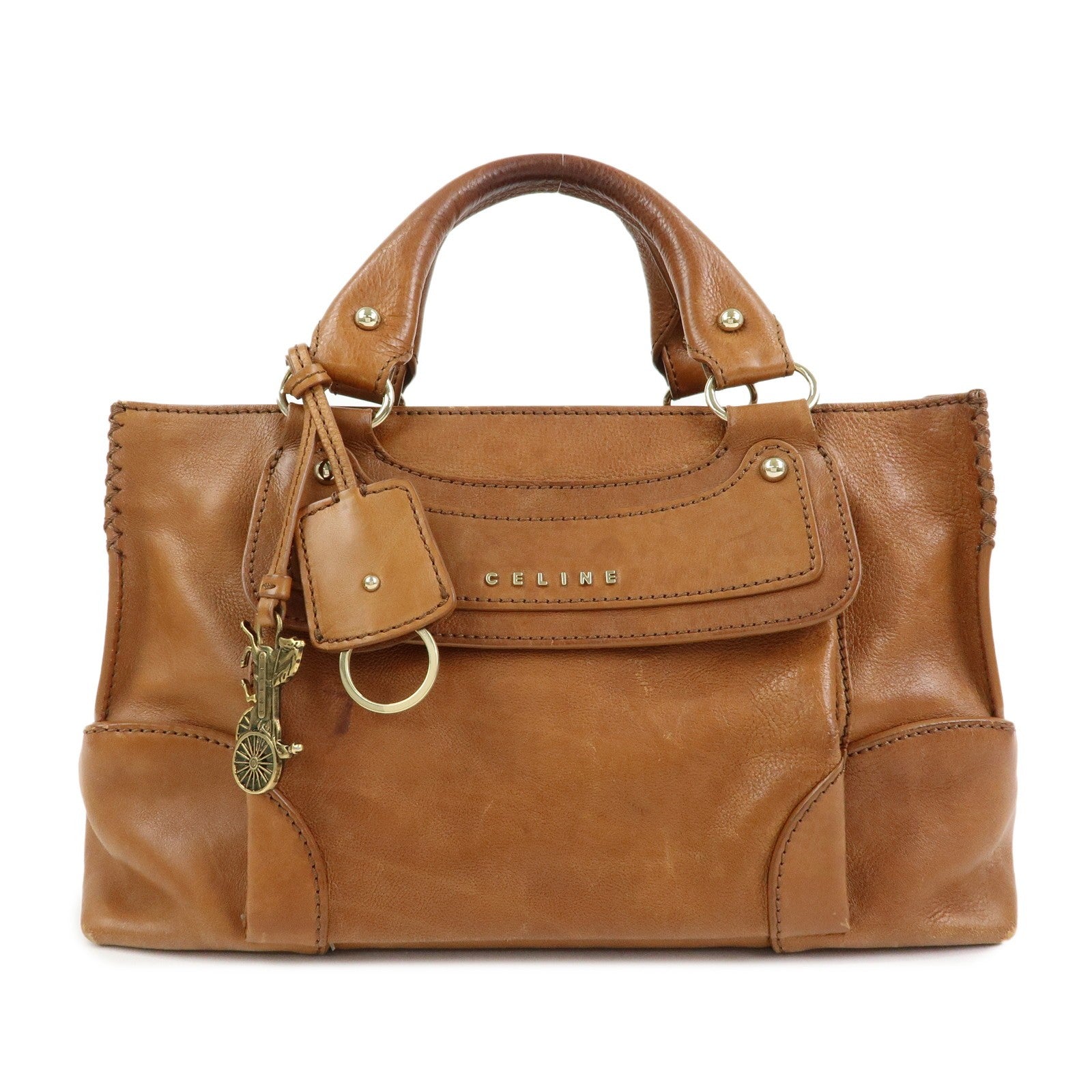 Celine Logo Leather Boogie Bag - Brown, Leather 
