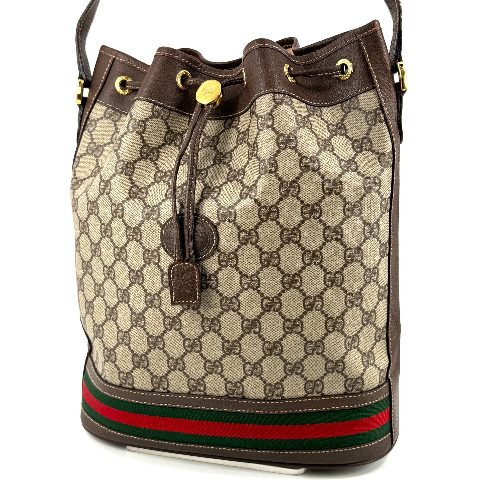 Gucci Vintage GG Sherry Line Shoulder Bag - Beige, Leather