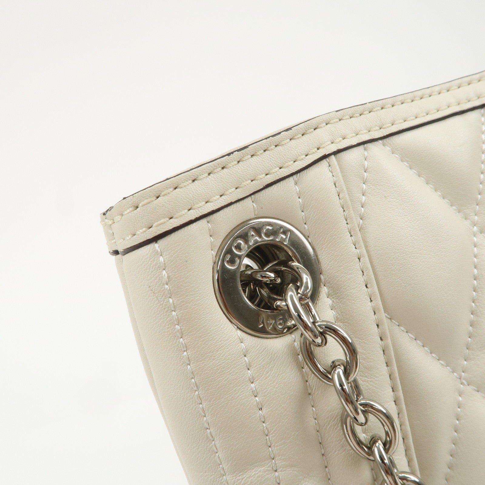 Coach Leather Chain Shoulder Bag - Ivory, Leather