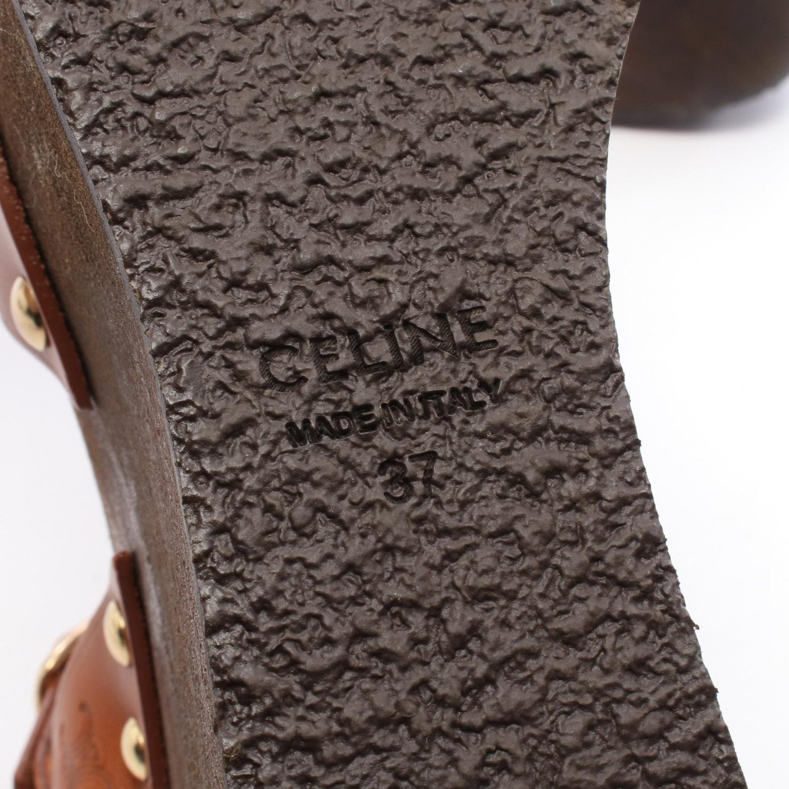 Celine Triomphe Platform Sandals - Brown, Leather