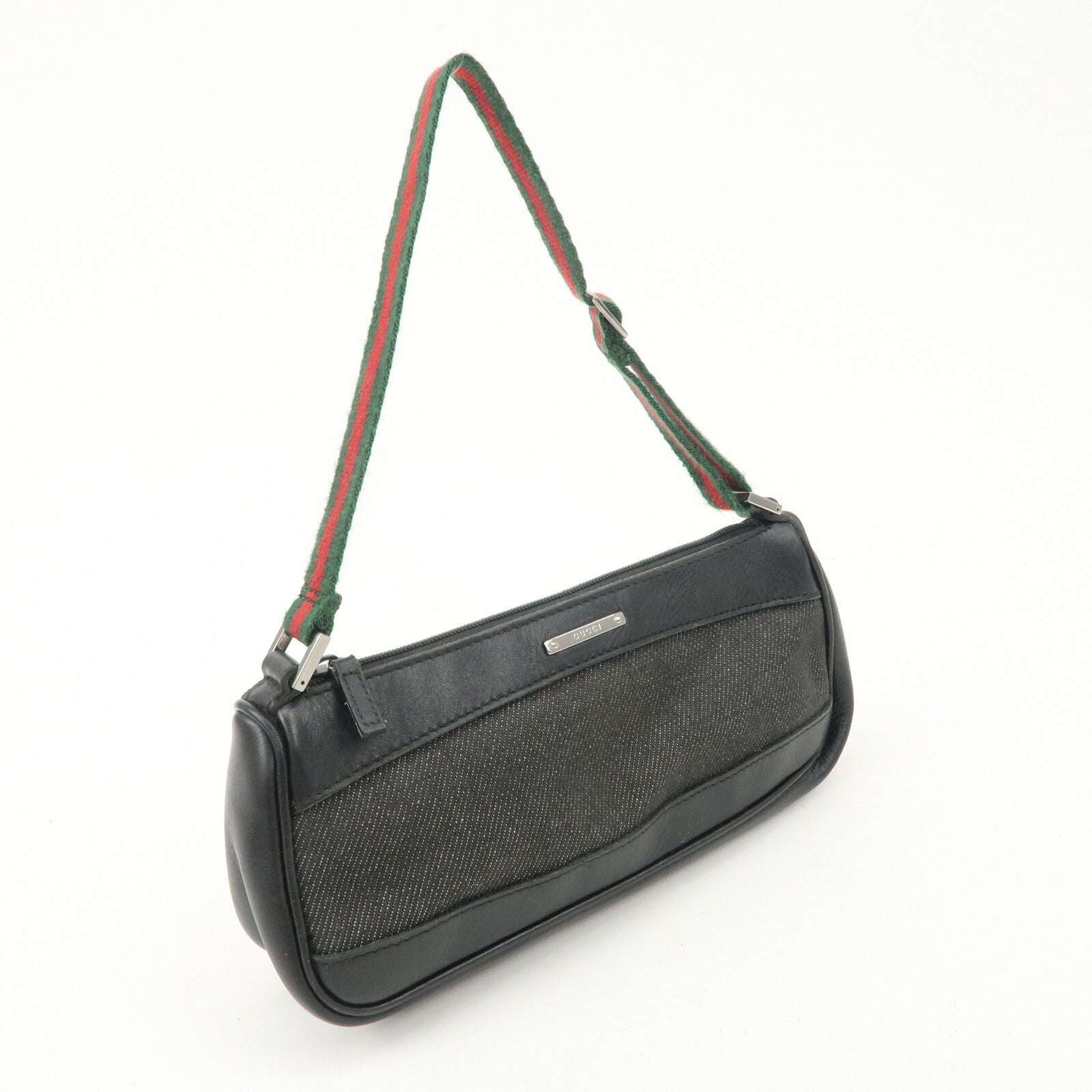 Gucci Sherry Accessory Pouch - Black, Canvas, Leather 