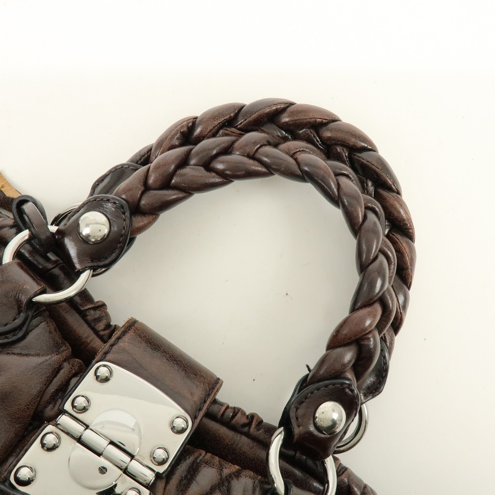 Miu Miu Matelasse 2Way Handbag - Dark Brown, Leather 
