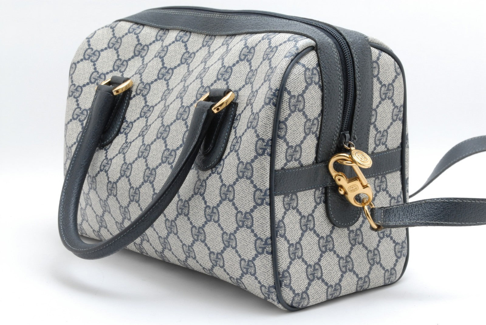 Gucci GG Supreme Boston Bag - Navy, PVC Leather