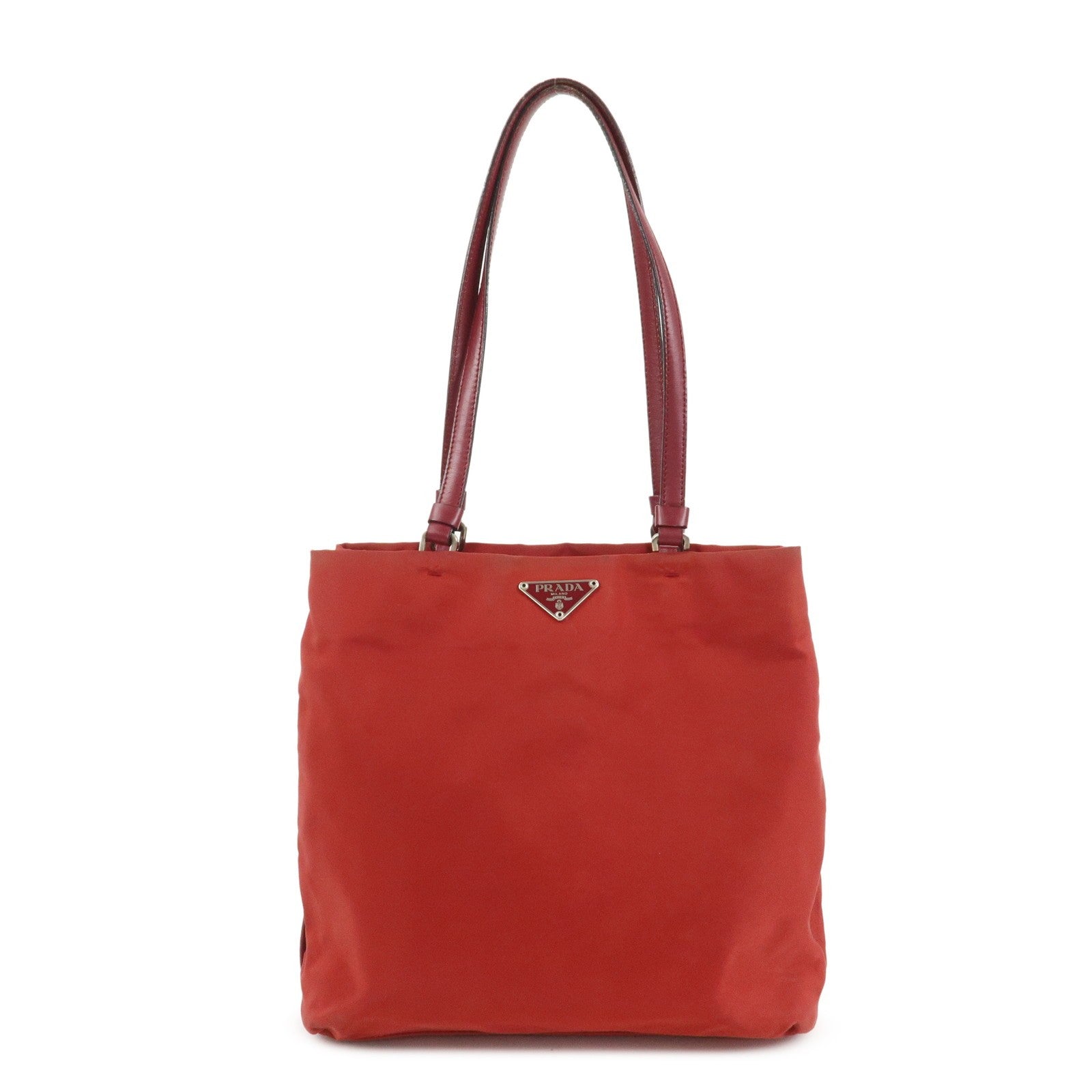 Prada Triangle Logo Tote Bag - Red, Nylon and Leather
