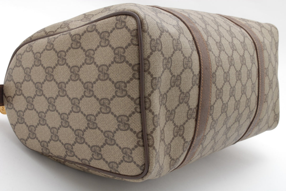 Gucci Vintage GG Supreme Boston Handbag - Brown Beige, PVC Leather