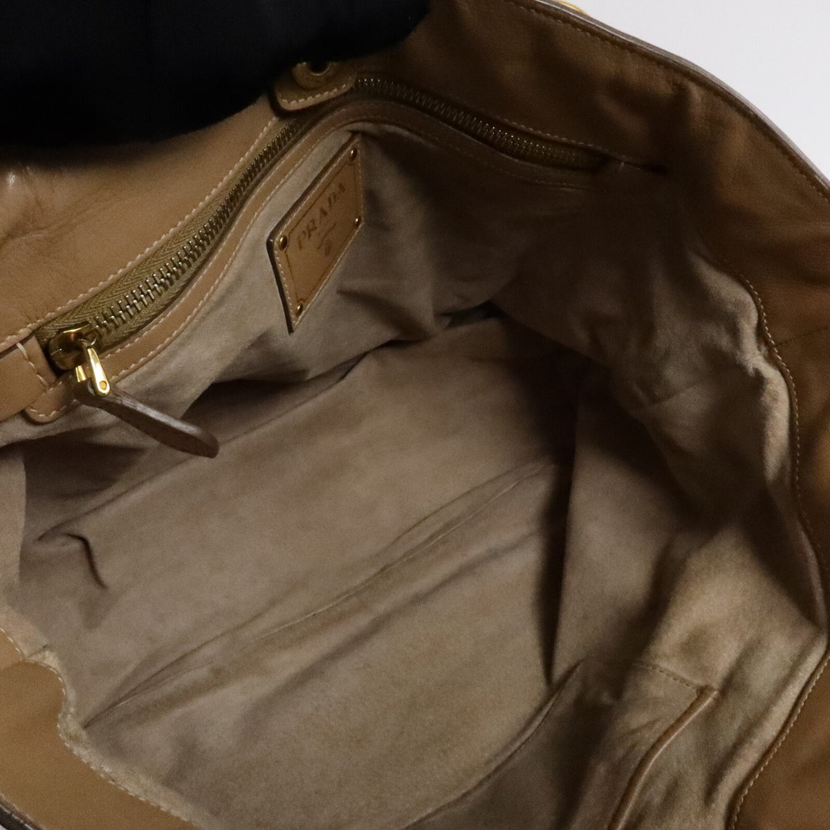 Prada GHW 2 Way Shoulder Bag - Beige, Calfskin Leather