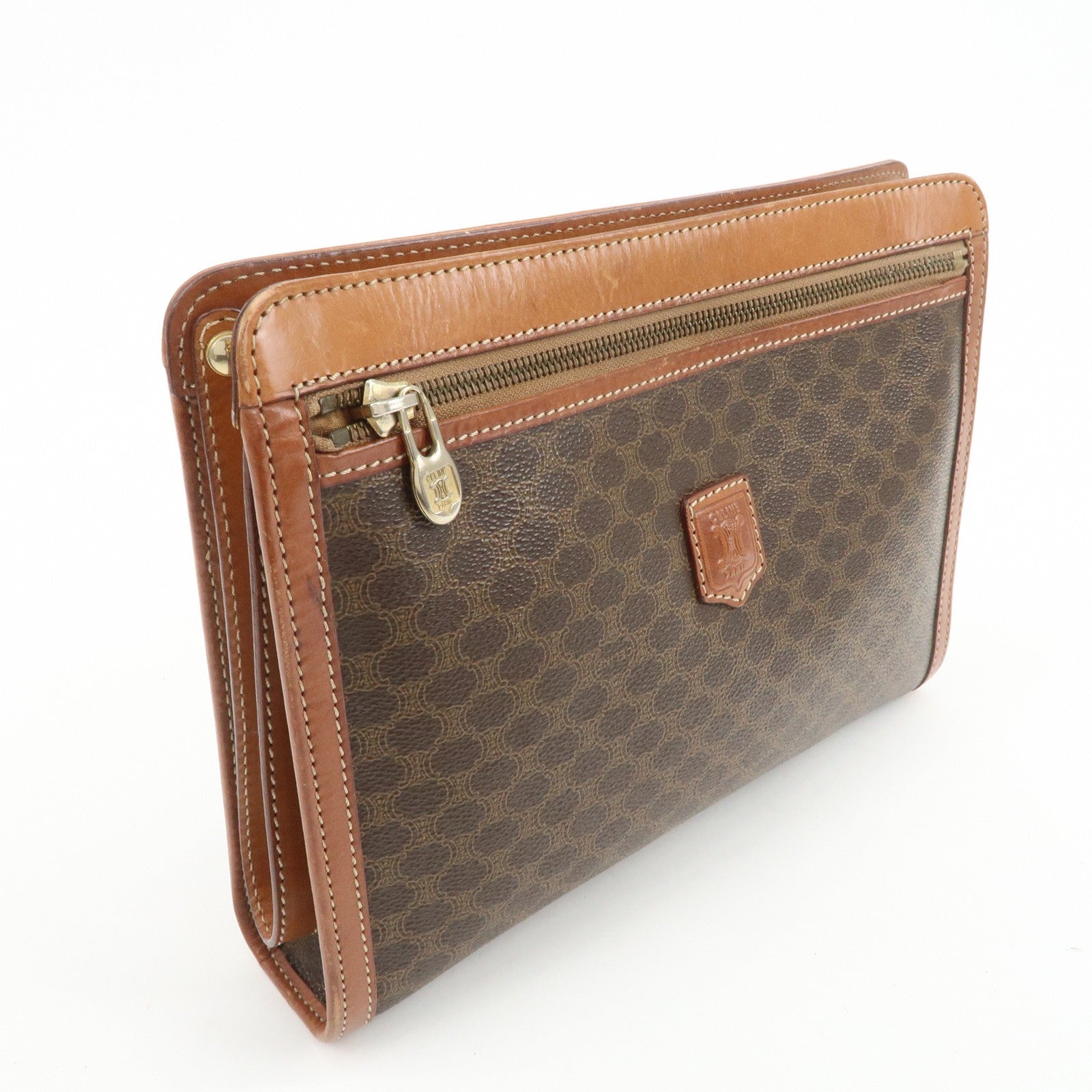 Celine Macadam Clutch Bag - Brown, PVC Coating Canvas, Leather