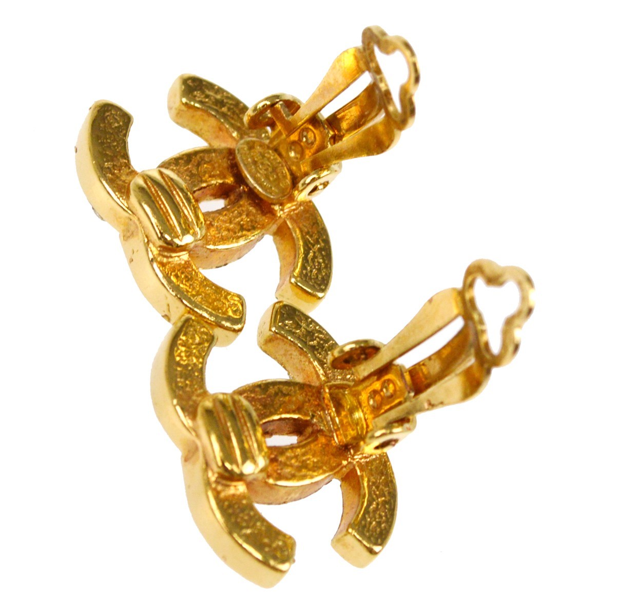 Chanel Rhinestone Earrings - Gold, Rhinestone