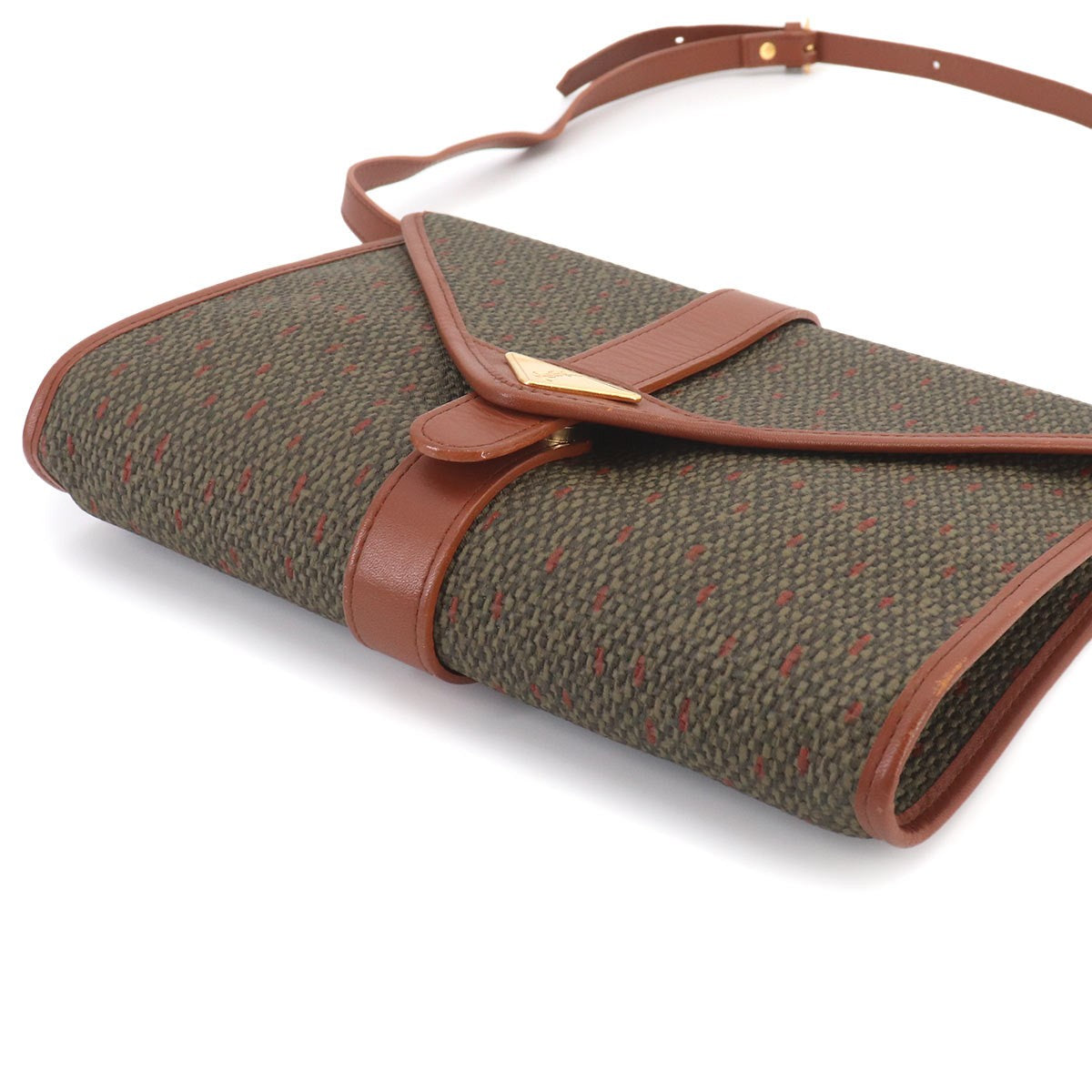 Yves Saint Laurent Shoulder Clutch Bag - Brown and Green, PVC and Leather