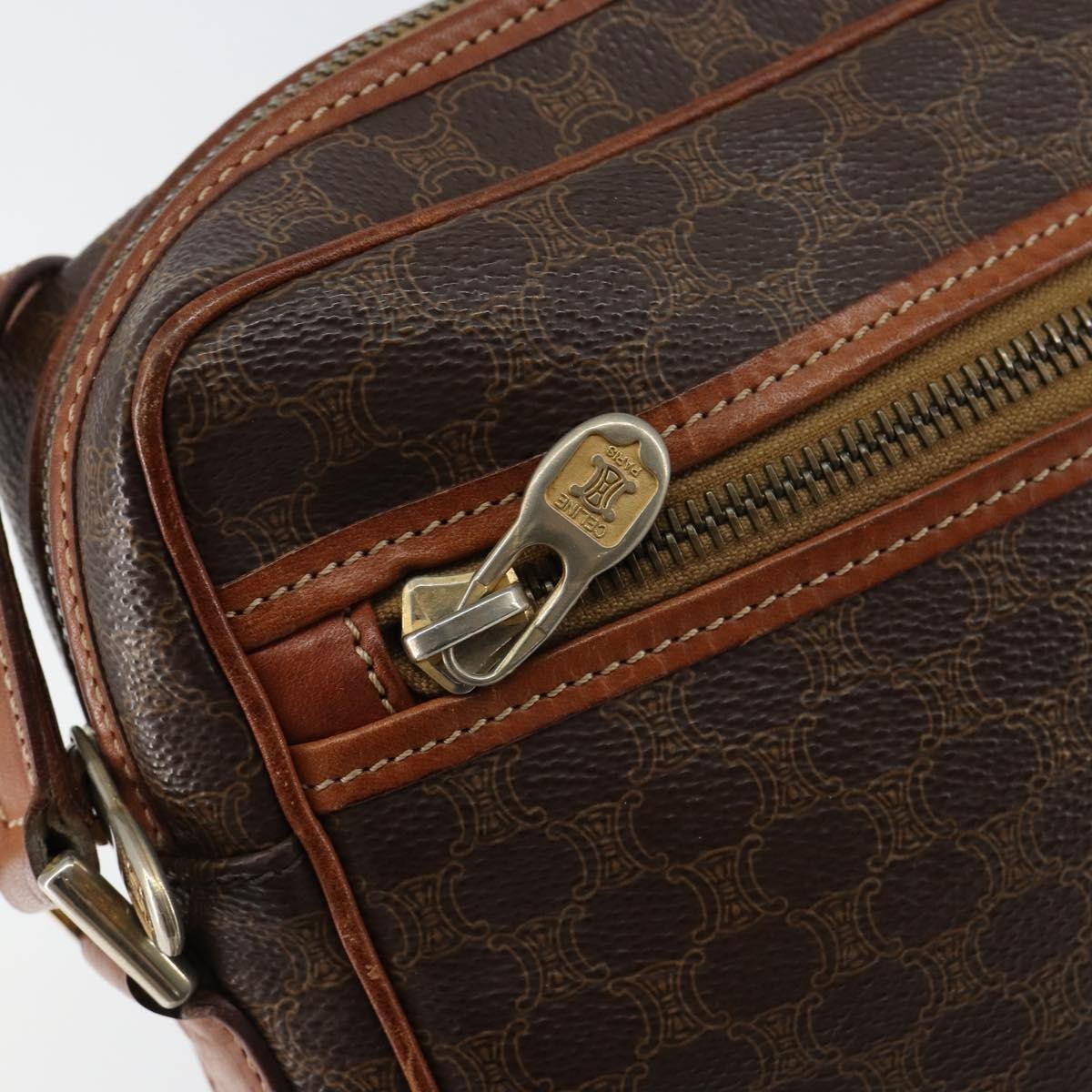 Celine Macadam Shoulder Bag - Brown/Gold, PVC Leather