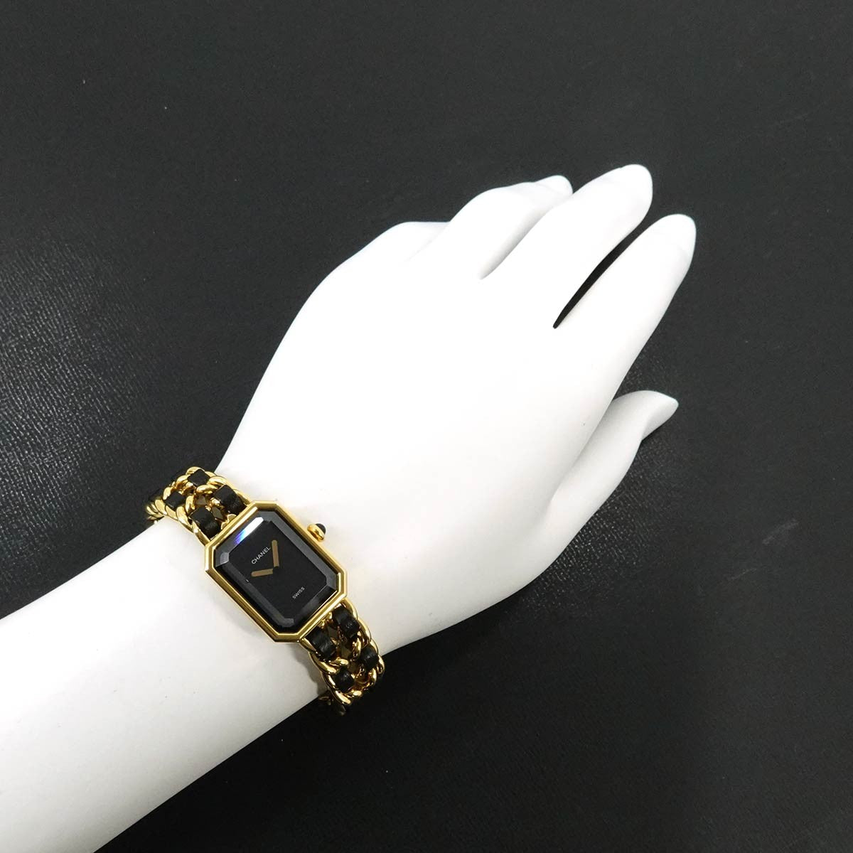 CHANEL Premiere Size L H0001 Watch - Black, Stainless steel/YGP,Leather