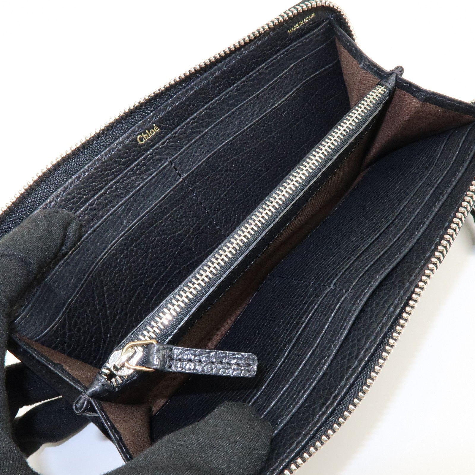 Chloe Aurora Studs Wallet - Black, Leather