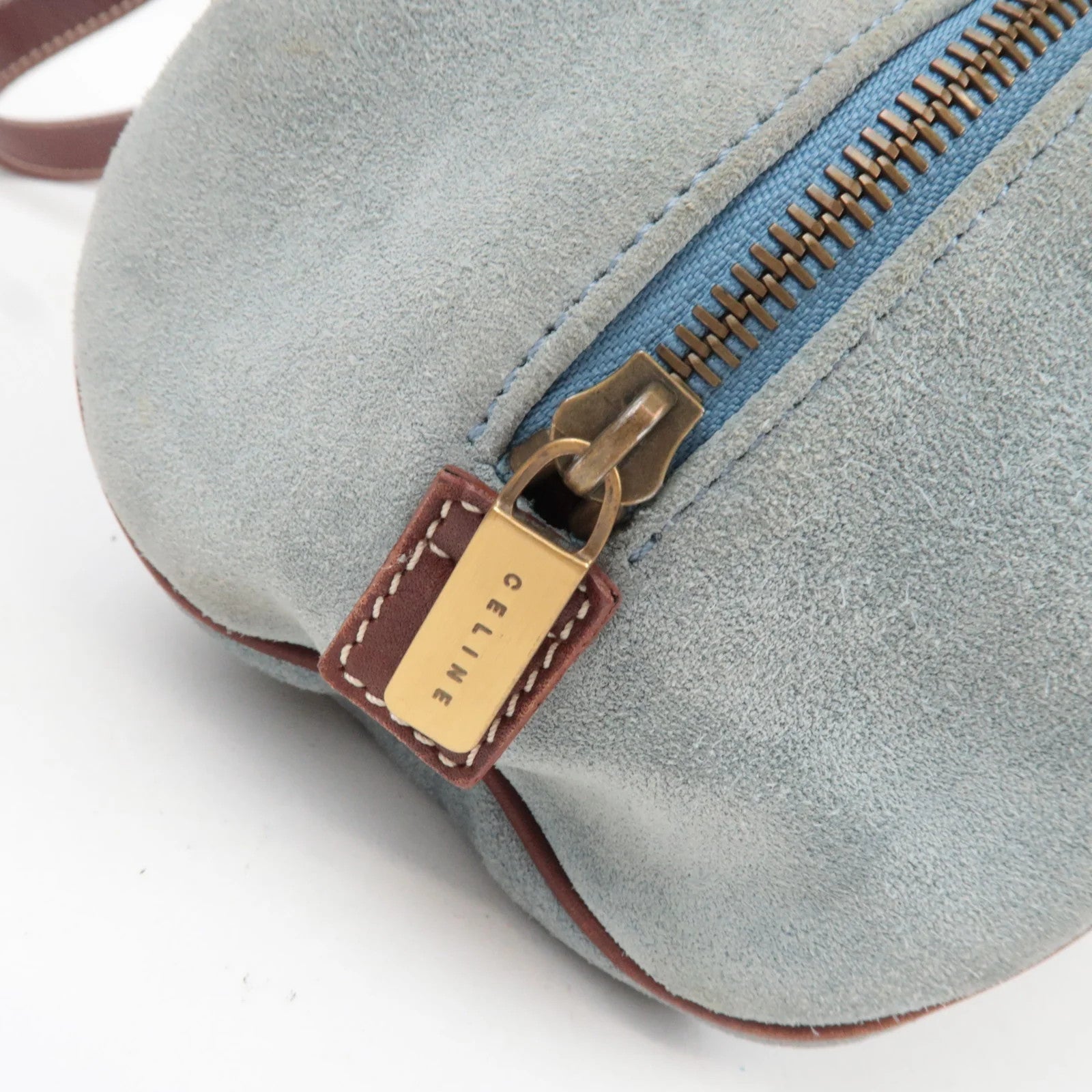 Celine C Macadam Shoulder Bag - Blue Brown, Suede Leather 