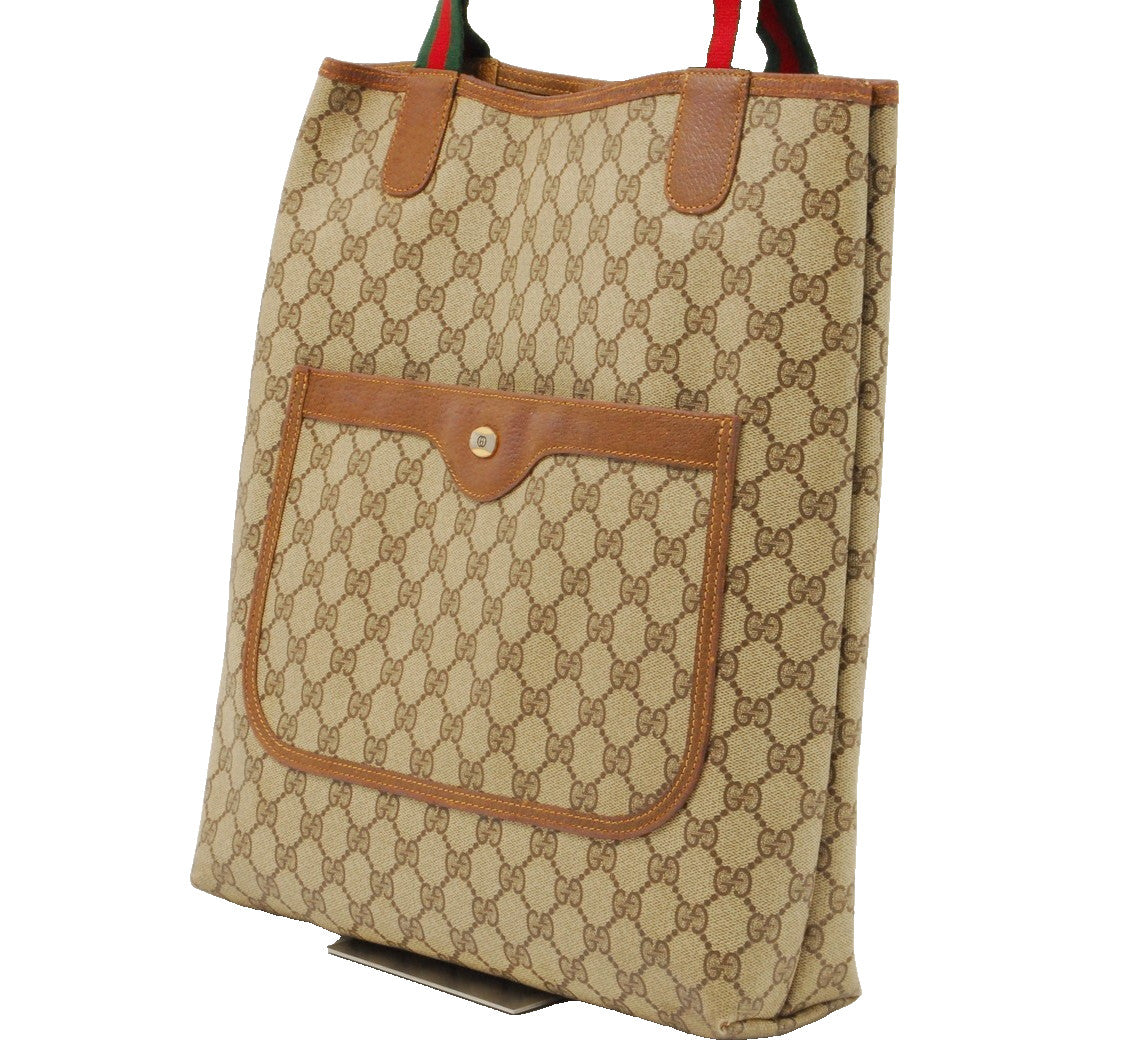 Gucci Sherry Line Shoulder Tote Handbag - Brown, PVC Leather