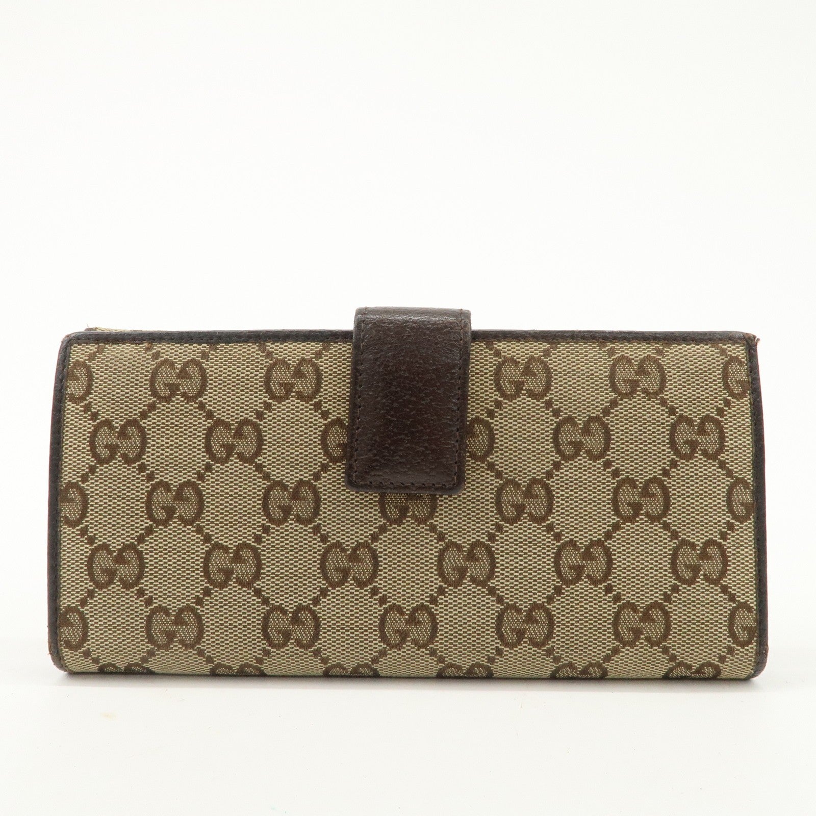 Gucci GG Canvas Leather Bi-fold Long Wallet - Dark Brown, Leather