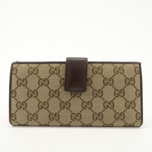 Gucci GG Canvas Leather Bi-fold Long Wallet - Dark Brown, Leather