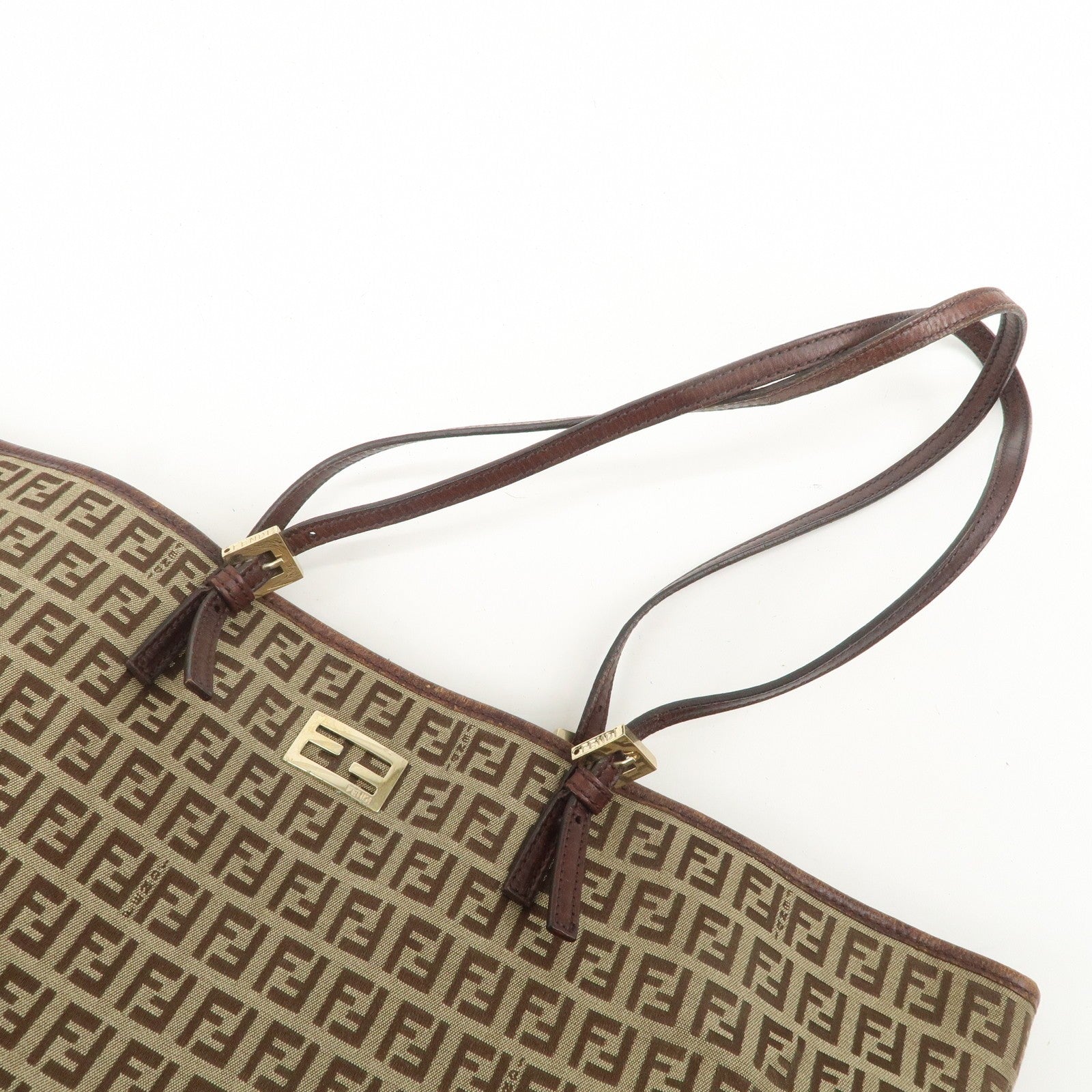 Fendi Tote Shoulder Bag - Beige Brown, Canvas Leather