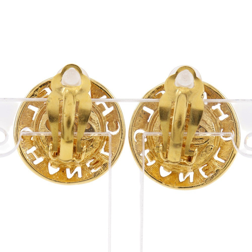 Chanel Round Logo Earring - Gold, Plated Gold/Fake Pearl
