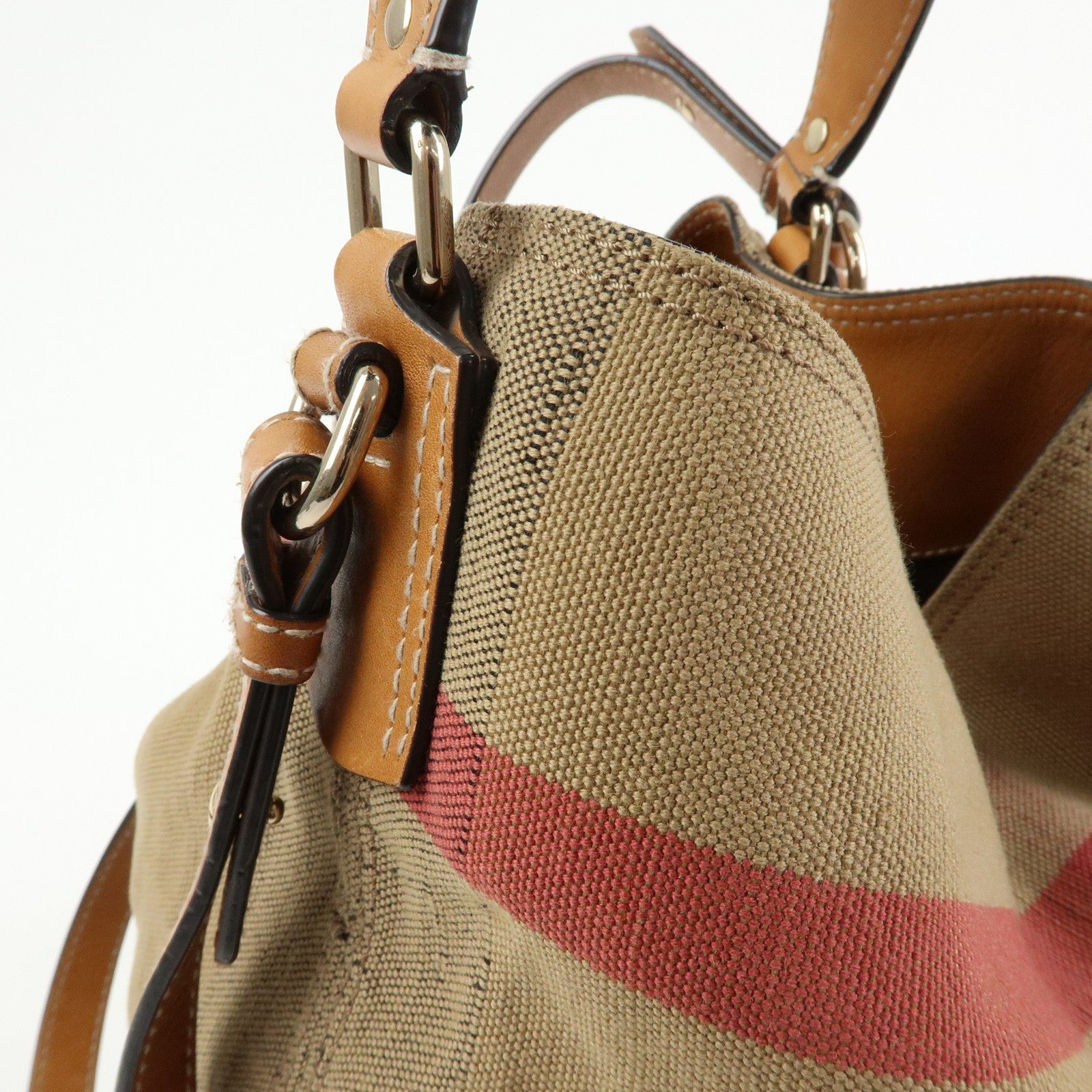 Burberry 2way Bag Shoulder Bag - Beige, Canvas and Leather