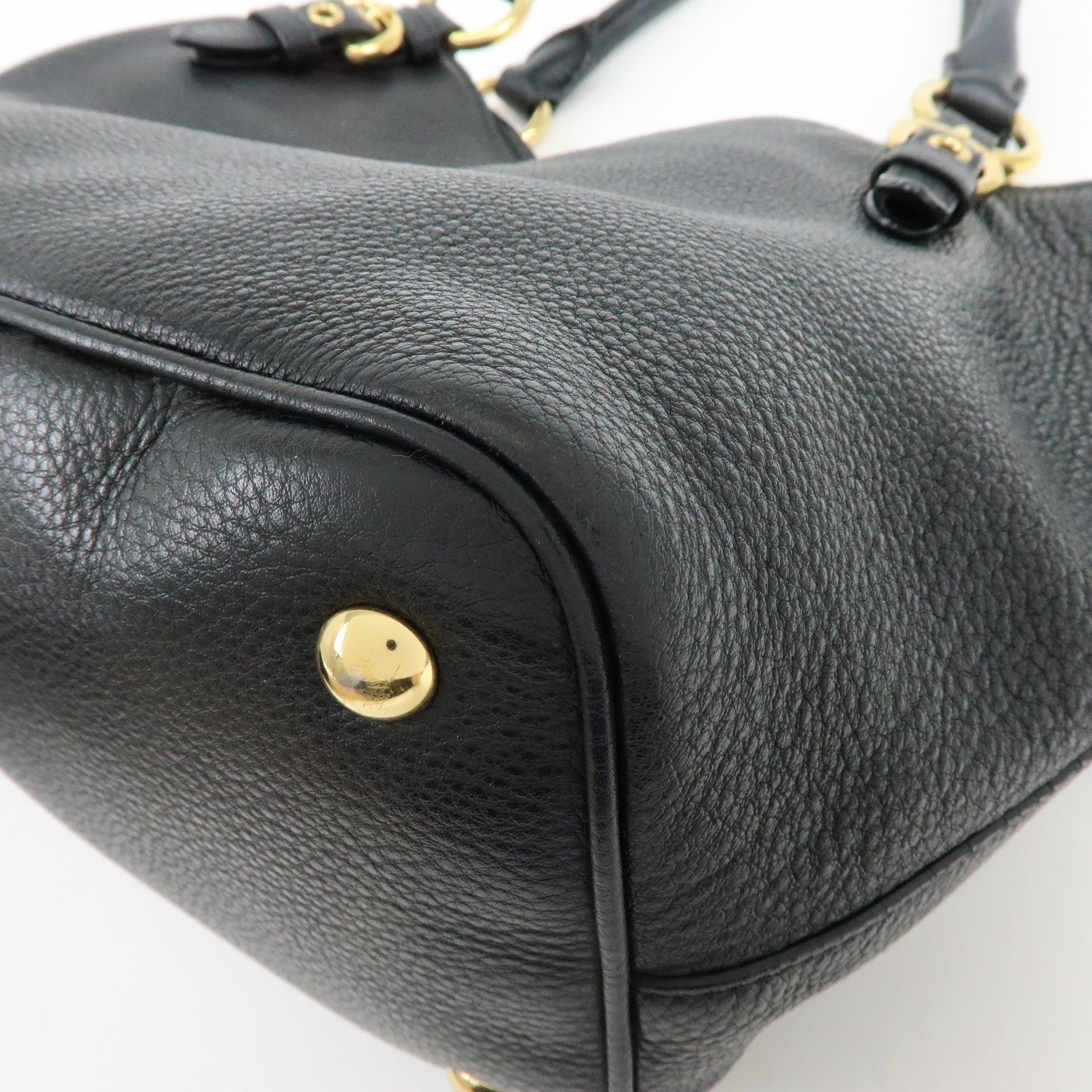 Miu Miu Vittello Phoenix 2Way Hand Shoulder Bag - Black, Leather
