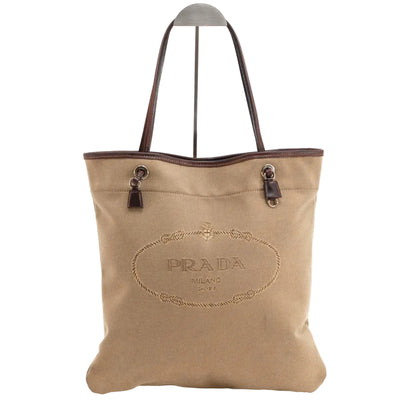 Prada Canapa Logo Tote - Beige, Canvas and Leather