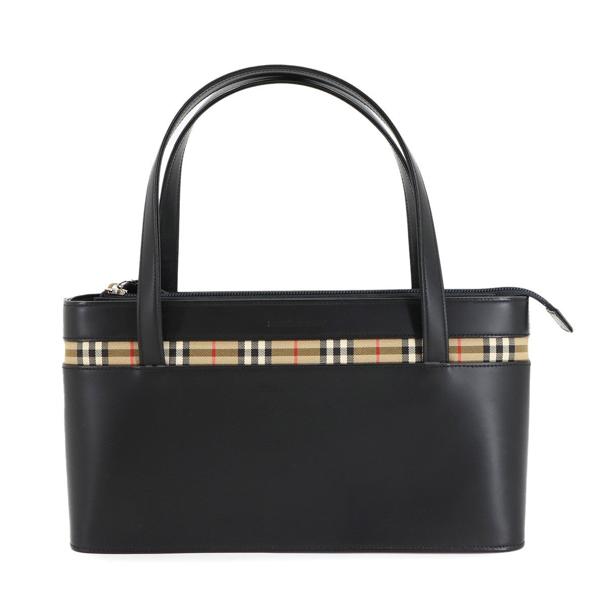 Burberry Hand Bag - Black, Leather and Canvas