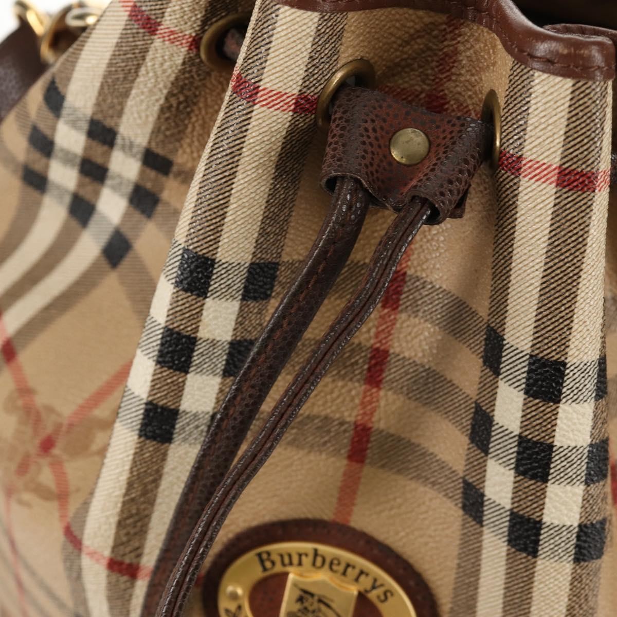 Burberrys Nova Check Hand Bag - Beige/Gold, PVC Leather