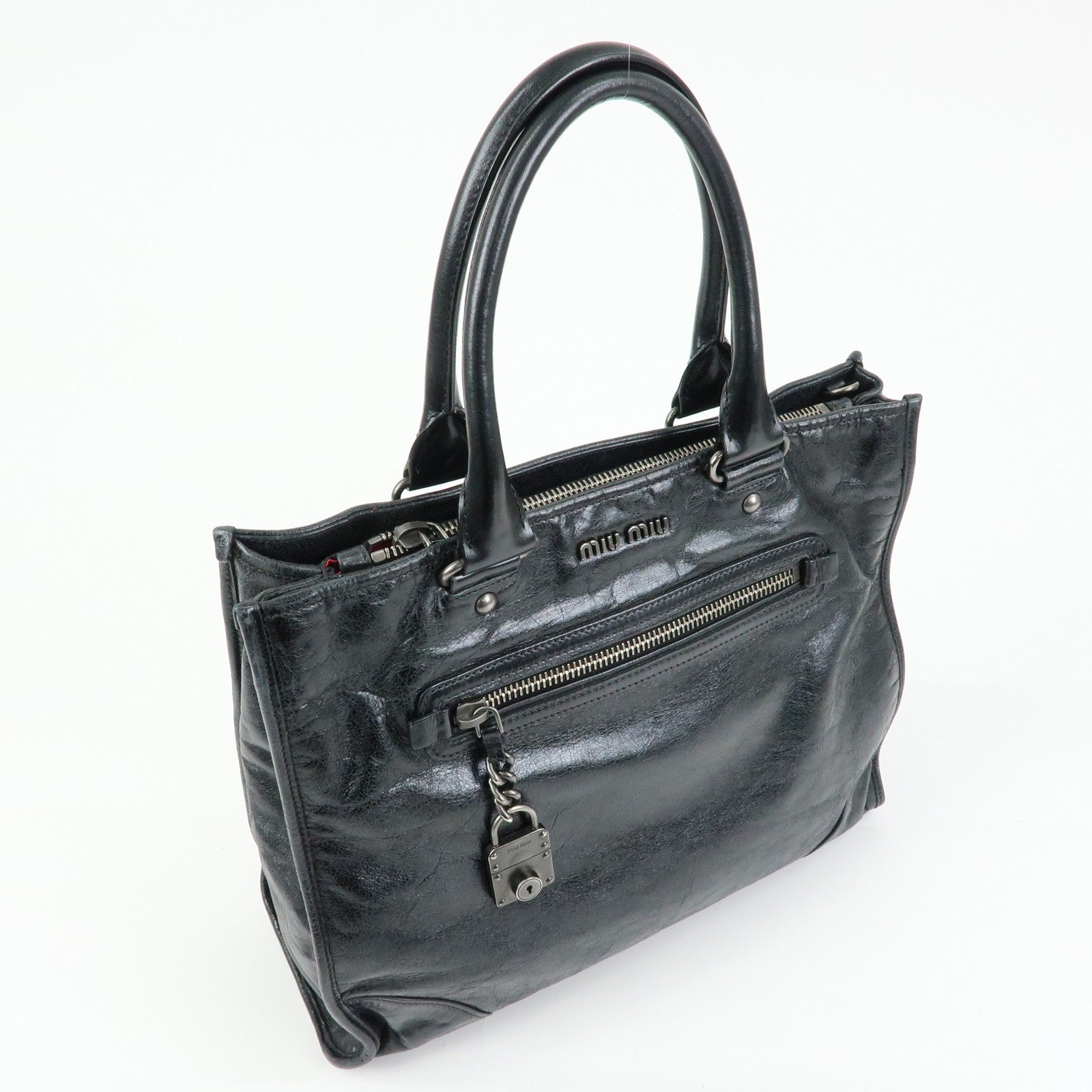 Miu Miu Leather Tote Bag - Black, Leather 
