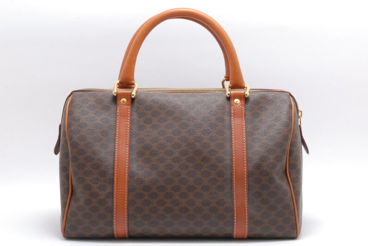Celine Macadam Boston Handbag - Brown, PVC Leather